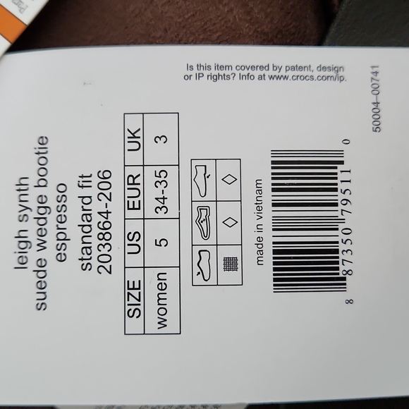 Crocs Leigh Wedge Suede Booties Espresso Rich Brown Women's 5M #3017 - Picture 8 of 10